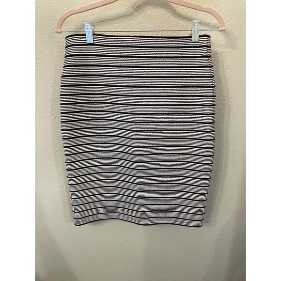 LOFT Pencil Skirt Womens Small Black & White Stripes Pull On Office Career Work - Picture 2 of 6